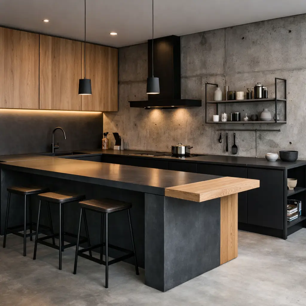 Cozinha com toque de decoração industrial