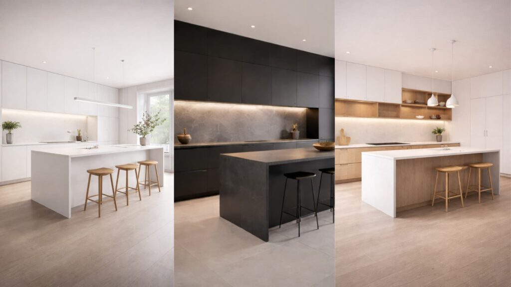 Imagem com exemplos de cozinha minimalista