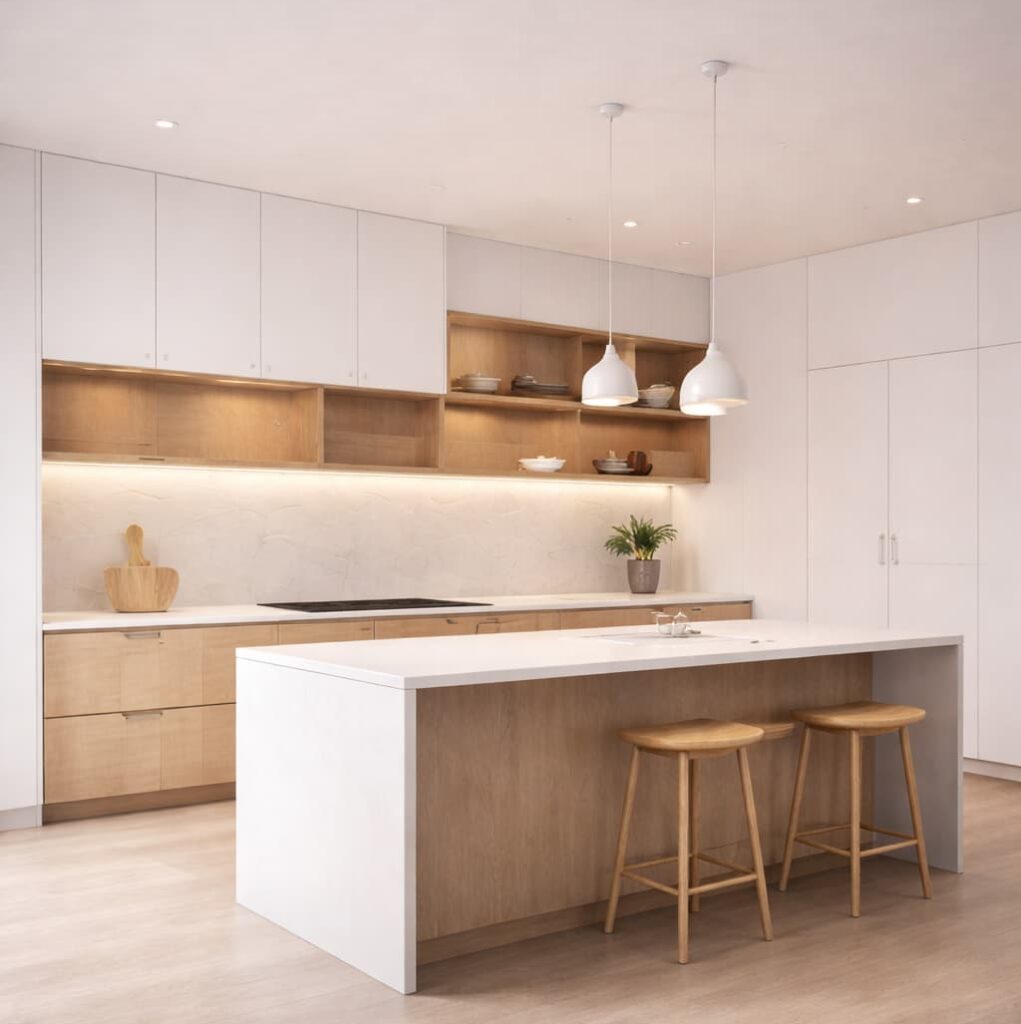 Imagem de uma cozinha minimalita pequena