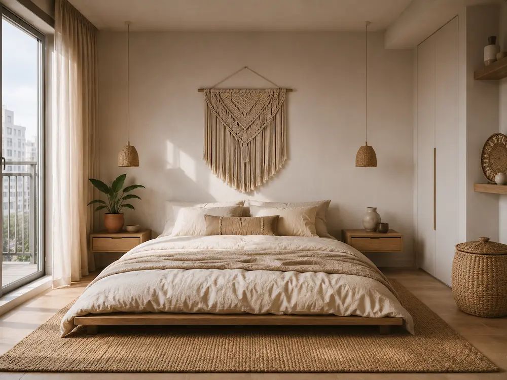 quarto boho minimalista