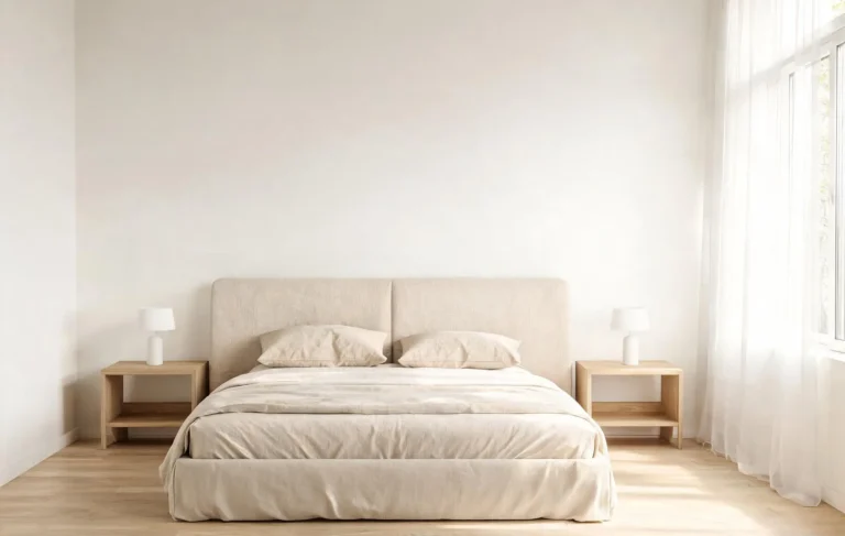 Quarto com cabeceira estofada simples