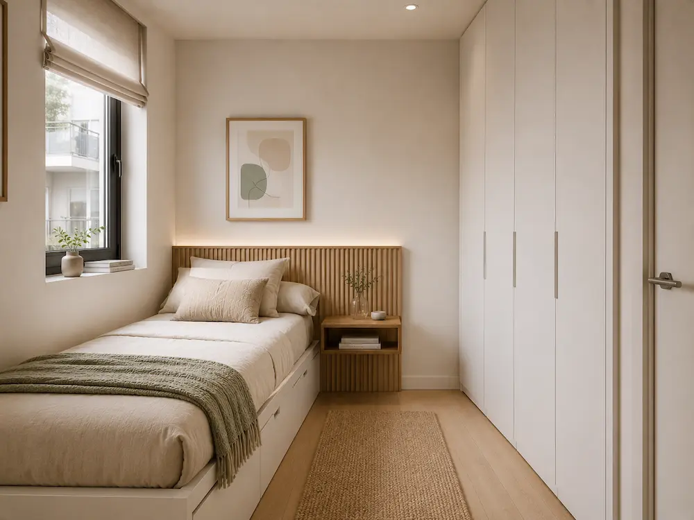 quarto pequeno minimalista