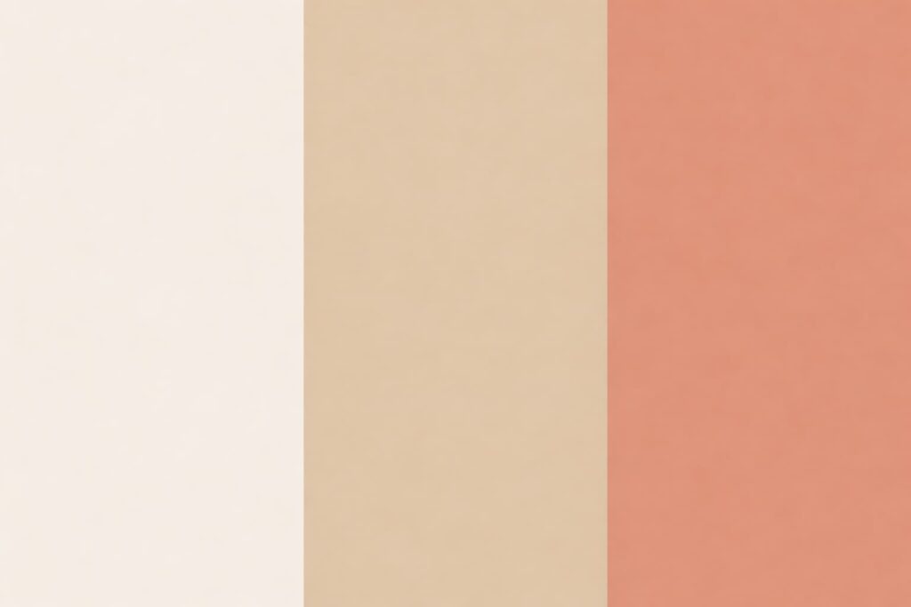 Imagem com a cores Off-white + areia + terracota suave