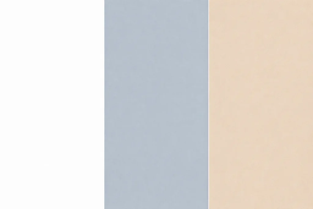 Imagem com as cores Branco + azul acinzentado + bege