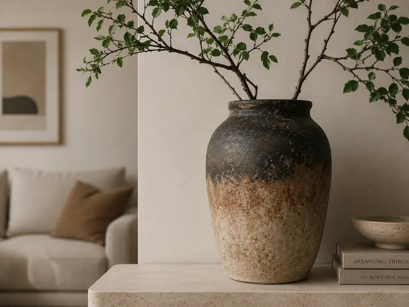Vaso com textura artesanal