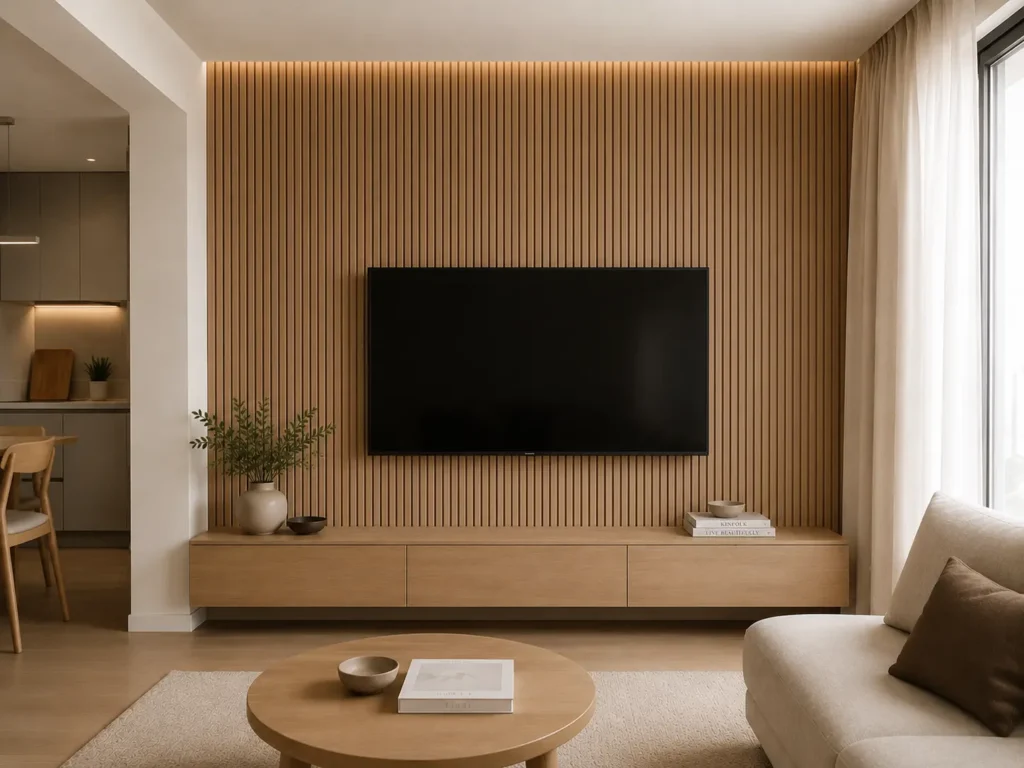 painel ripado na sala