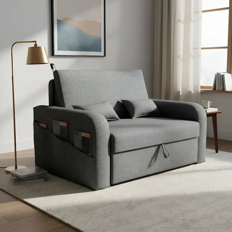 sofá com base reta e encosto baixo