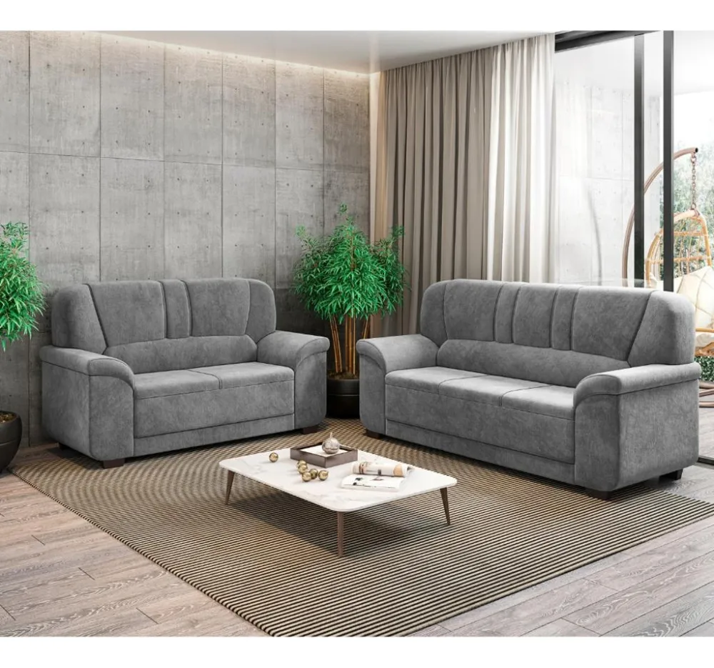 conjunto Sofá em Tecido Suede