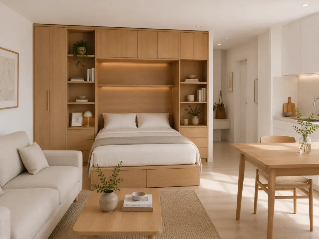 Studio com cama integrada ao armário
