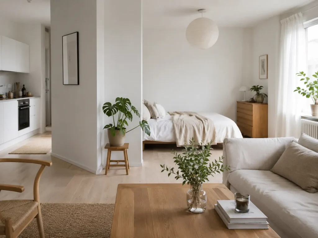 Studio com inspiração escandinava