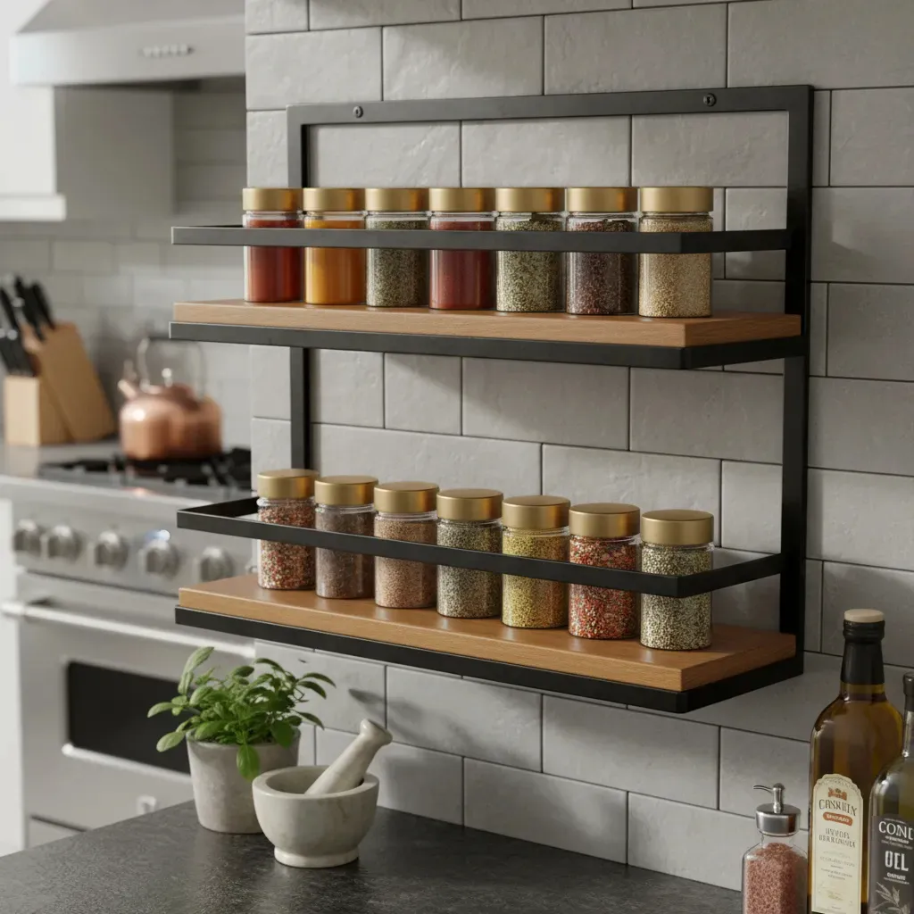 foto de uma prateleira de cozinha