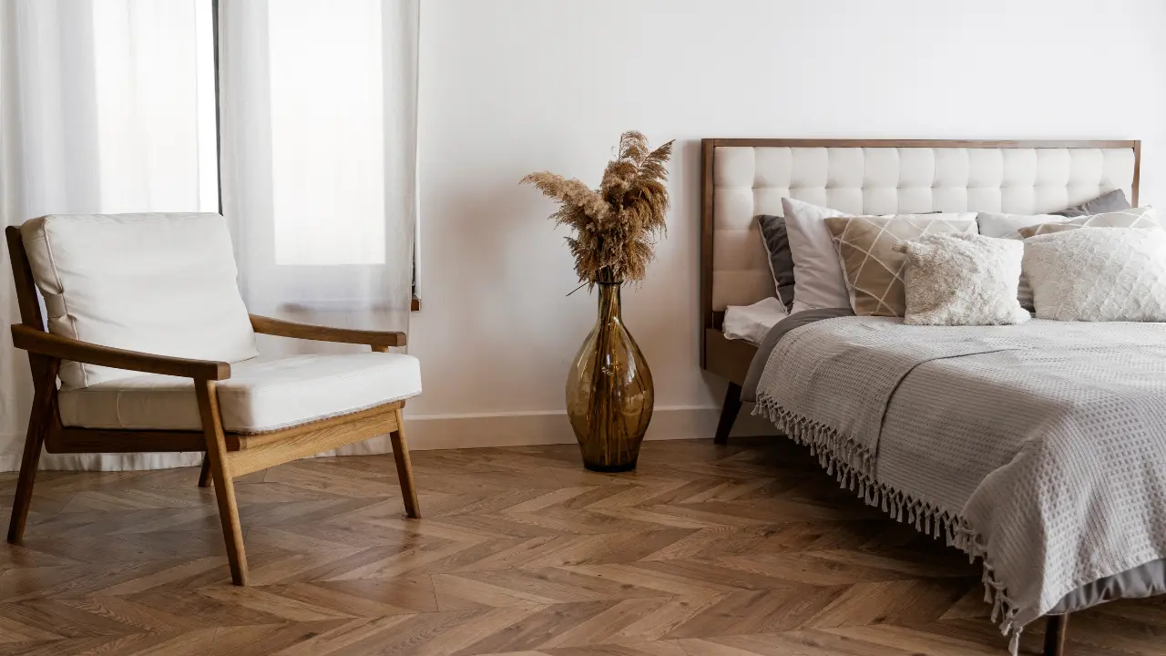 Imagem de um quarto minimalista simples