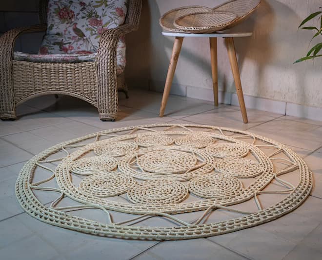 Tapete em fibra natural para varanda