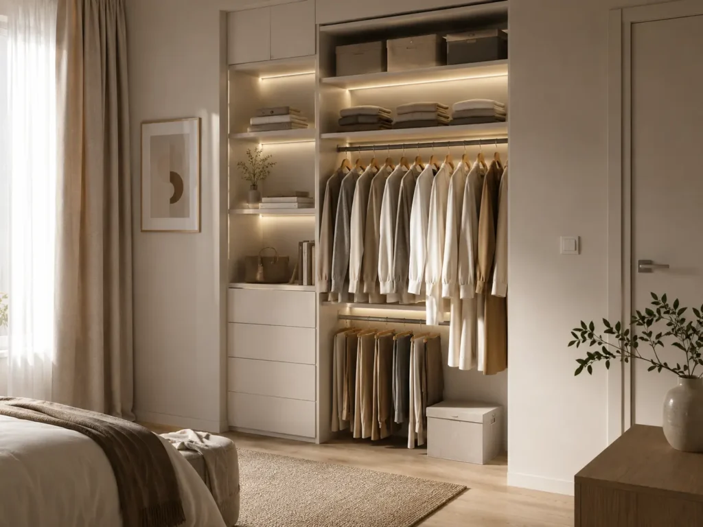 Closet compacto com iluminação LED