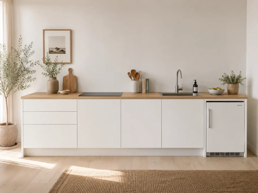 Cozinha modulada em linha reta