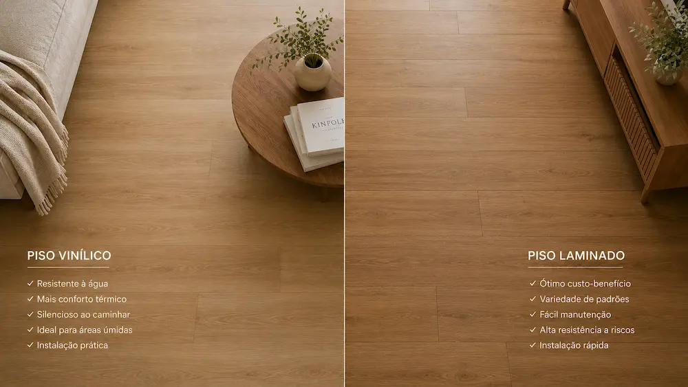 imagem com diferença de piso vinílico ou laminado