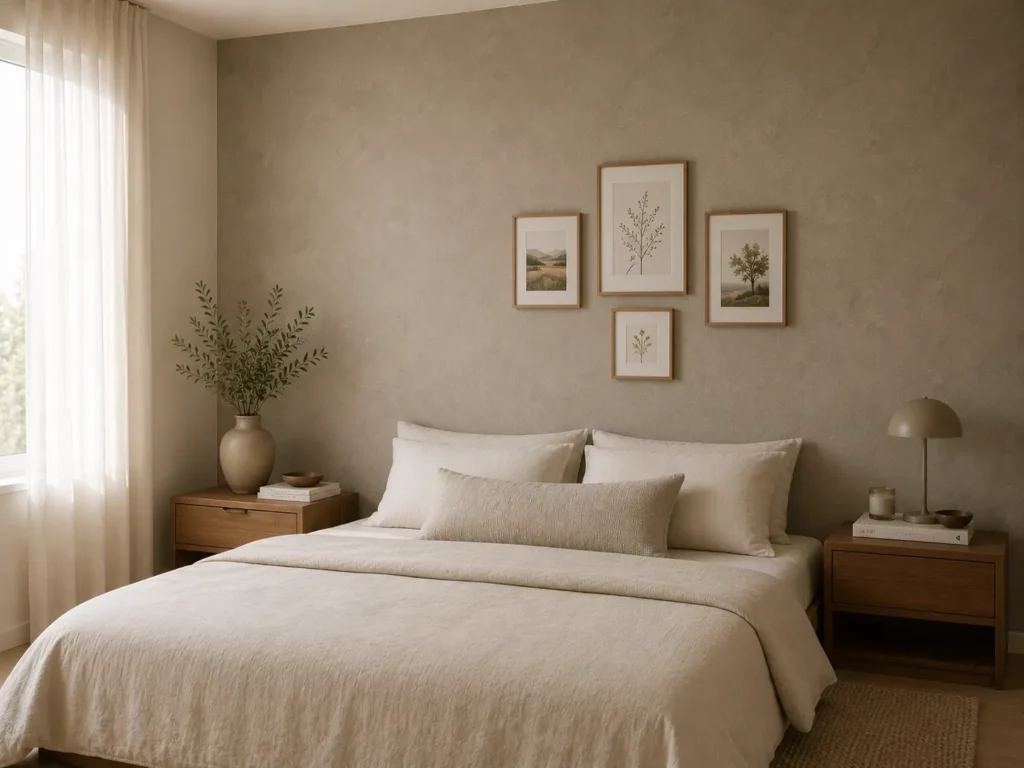 quarto com parede em destaque
