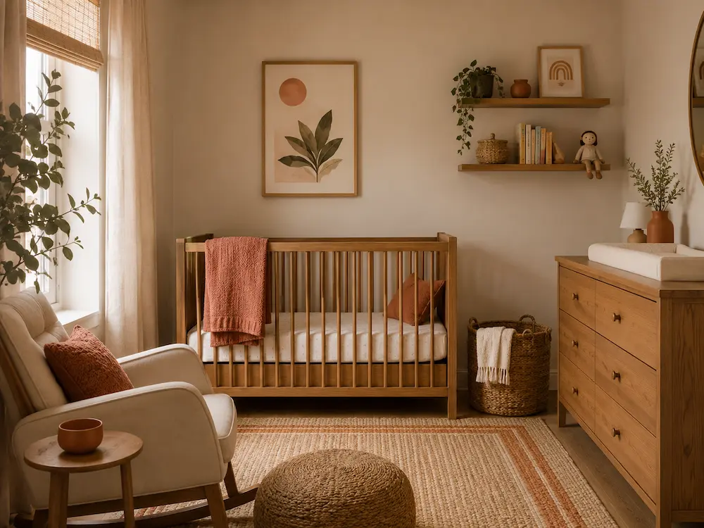 quarto de bebê em tons tons terrosos