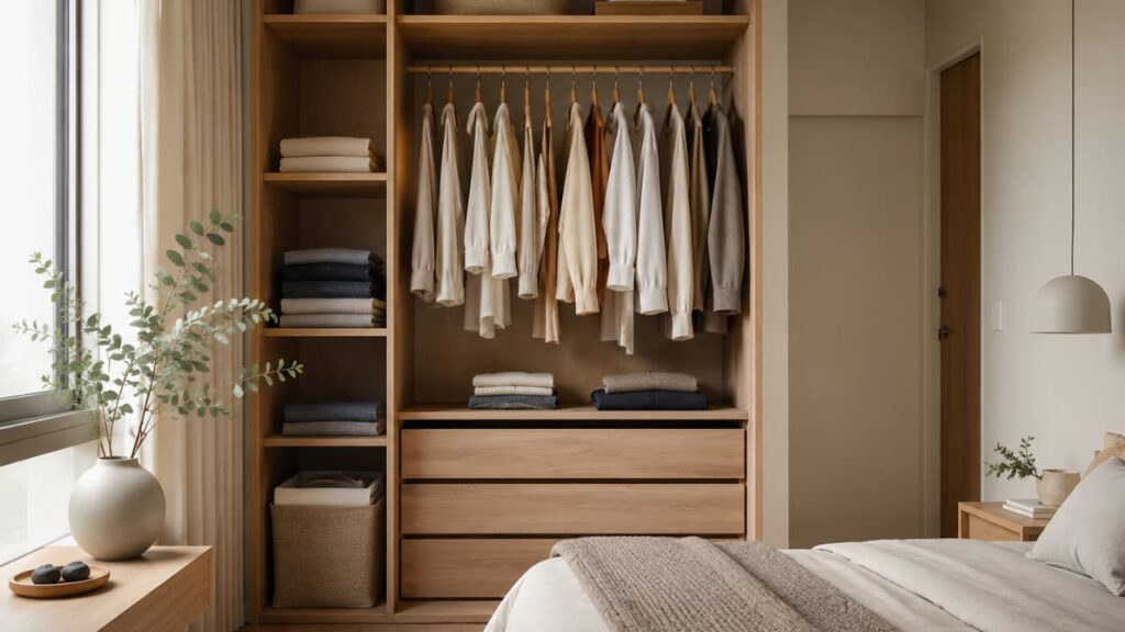Imagem com quarto com guarda-roupa