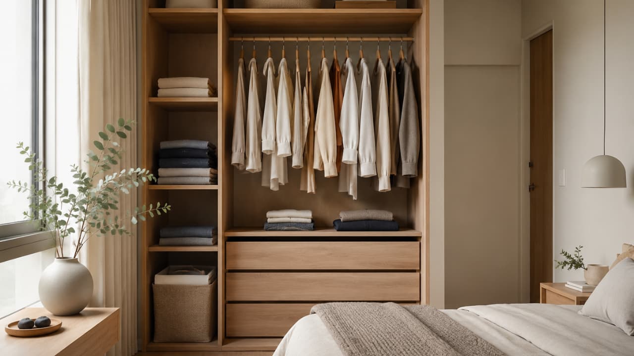 Imagem com quarto com guarda-roupa