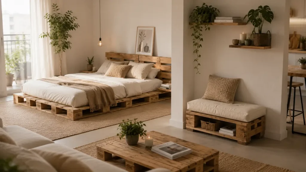 Apartamento com móveis de pallet